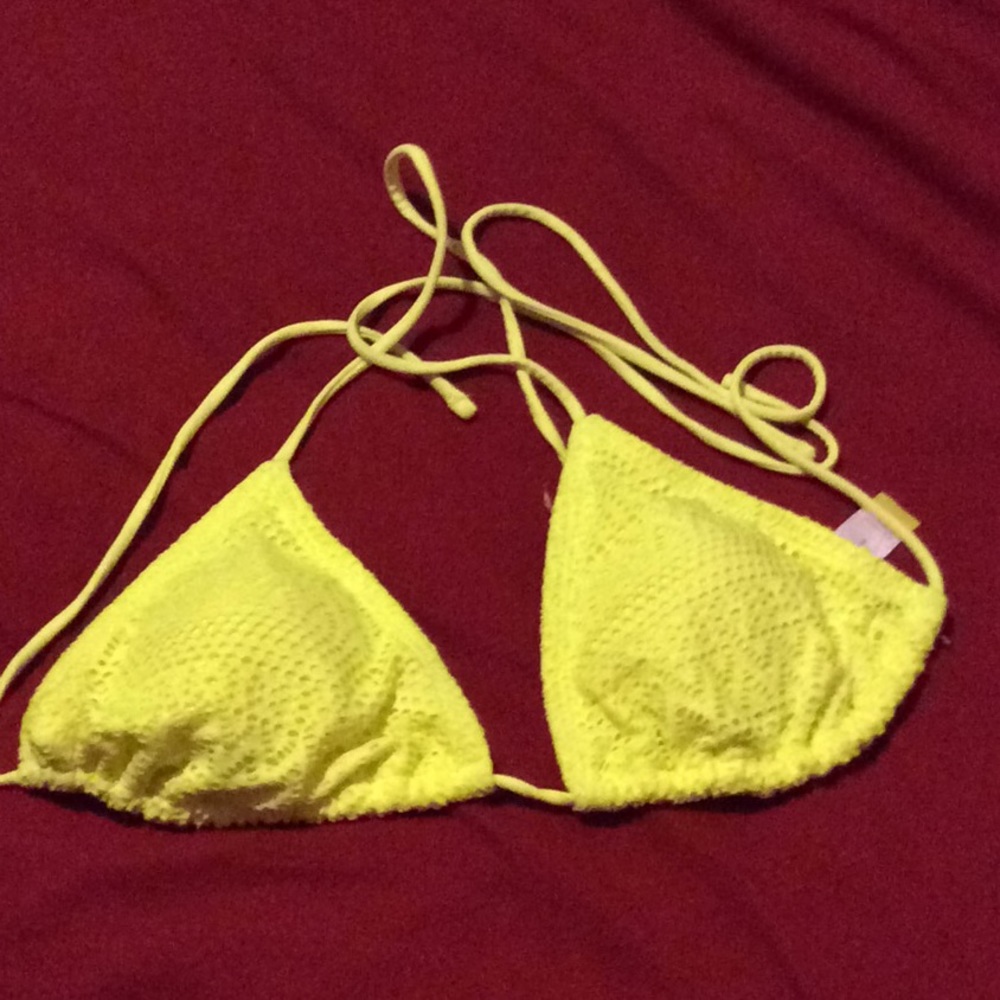 Neon highlighter yellow/green crochet bikini top